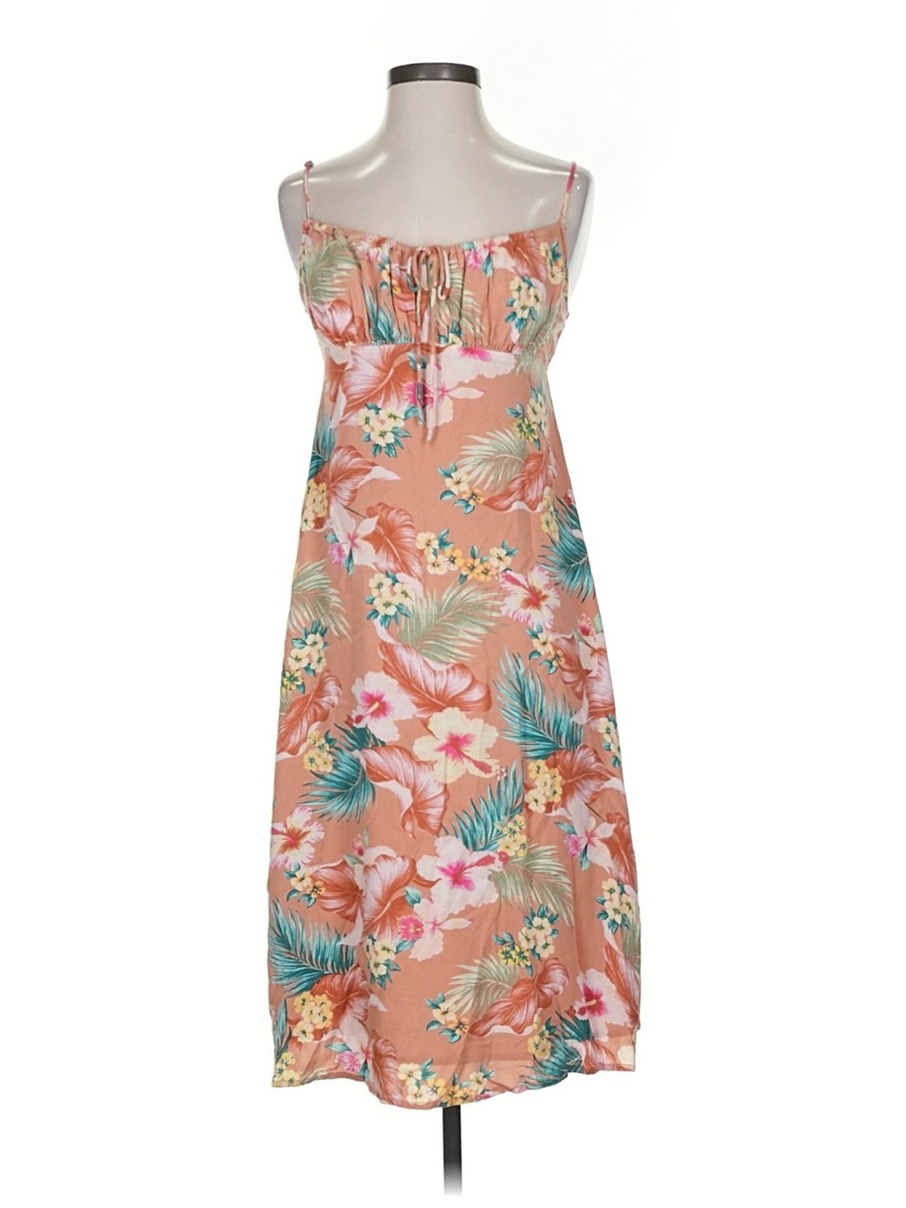 Lucky Brand Peach Floral Midi Dress xs